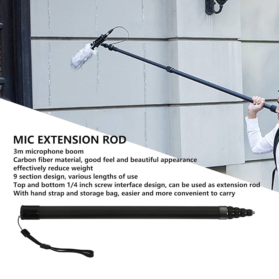 Amazon | マイクブームポール、3メートル伸縮式ハンドヘルド